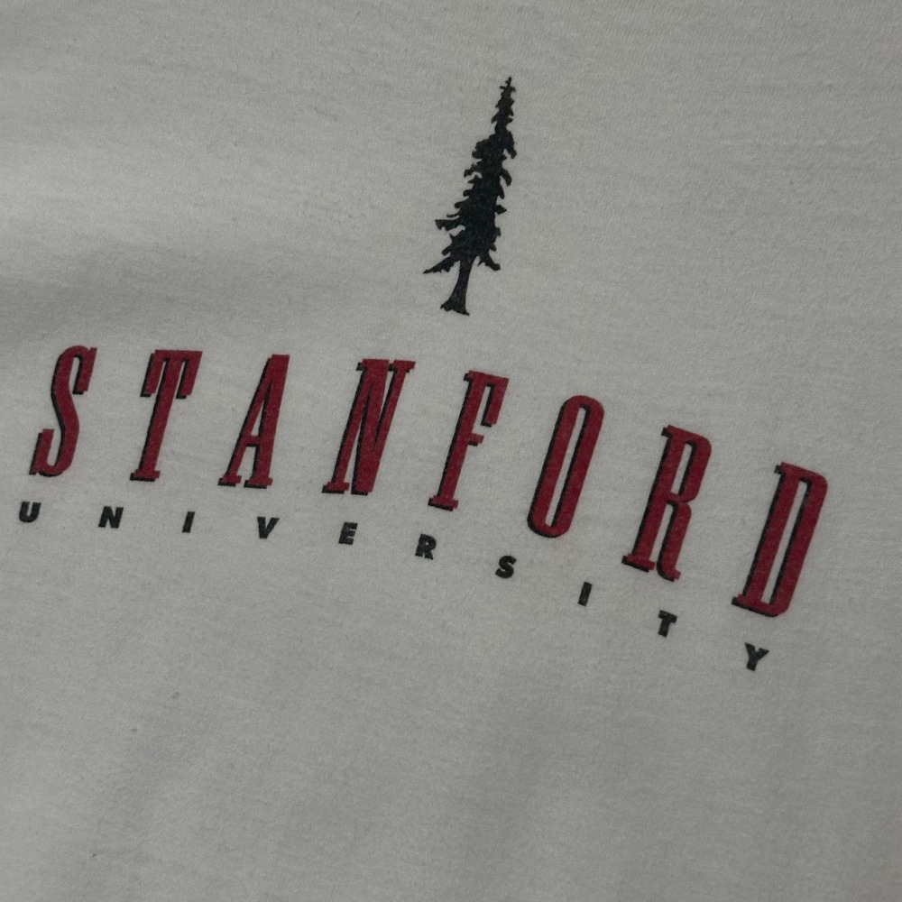 Vintage Stanford University T-Shirt Mens Large White Single Stitch Hanes Beefy - Picture 2 of 10